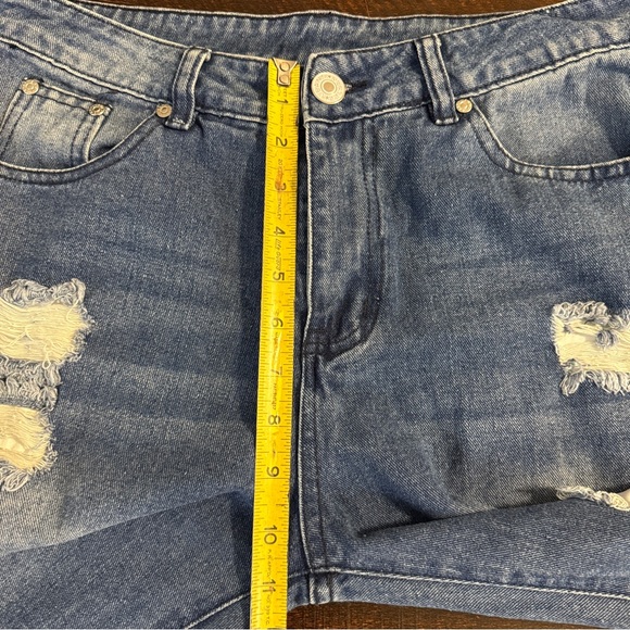 Distressed Baseball Patch Boyfriend Jeans Blue Size 8 - Picture 16 of 17